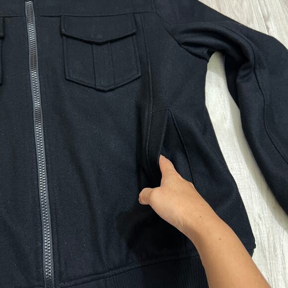 Structure Wool Blend Hooded Black Full Zip Jacket Size XL - Picture 9 of 12